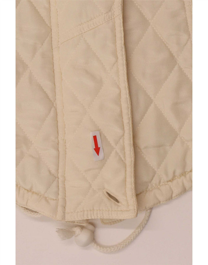 Vintage mujer chaqueta acolchada Reino Unido 14 medio blanco apagado