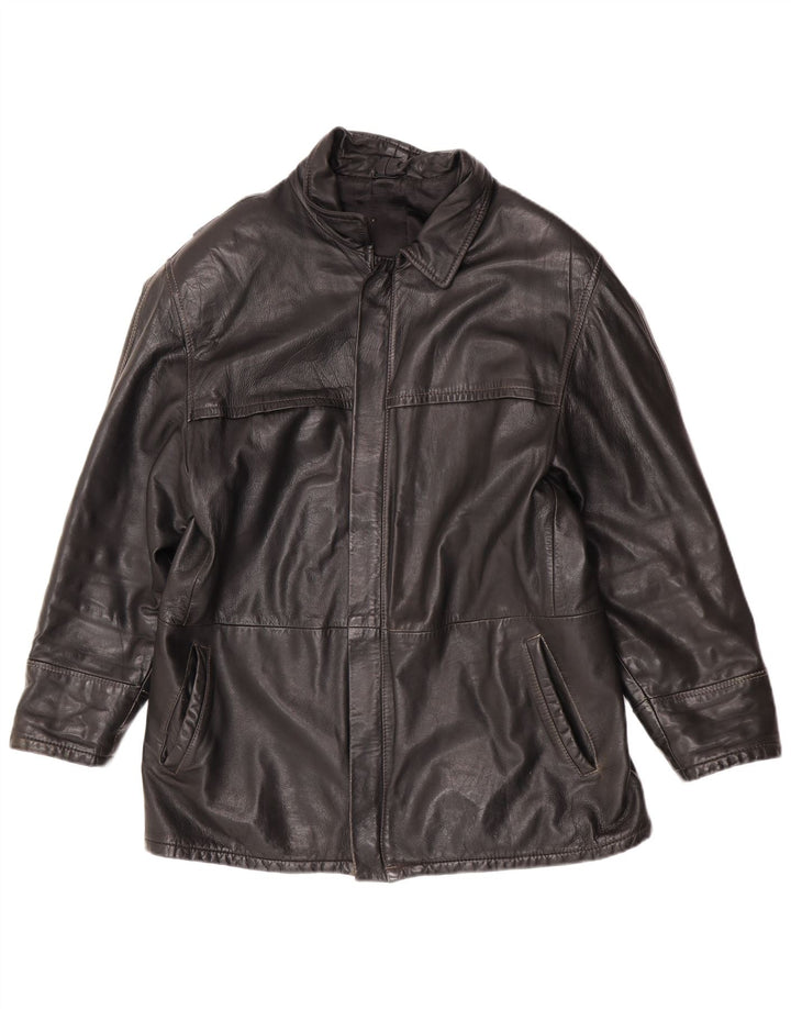 Vintage hombres chaqueta de cuero Reino Unido 40 grande negro