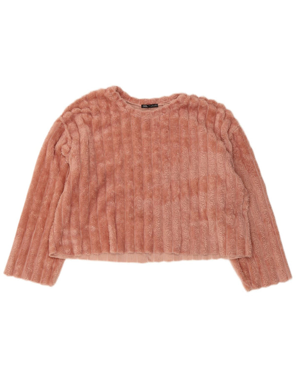 Zara Mujer Crop Sudadera Extragrande Jersey UK 46 Grande Poliéster Rosa