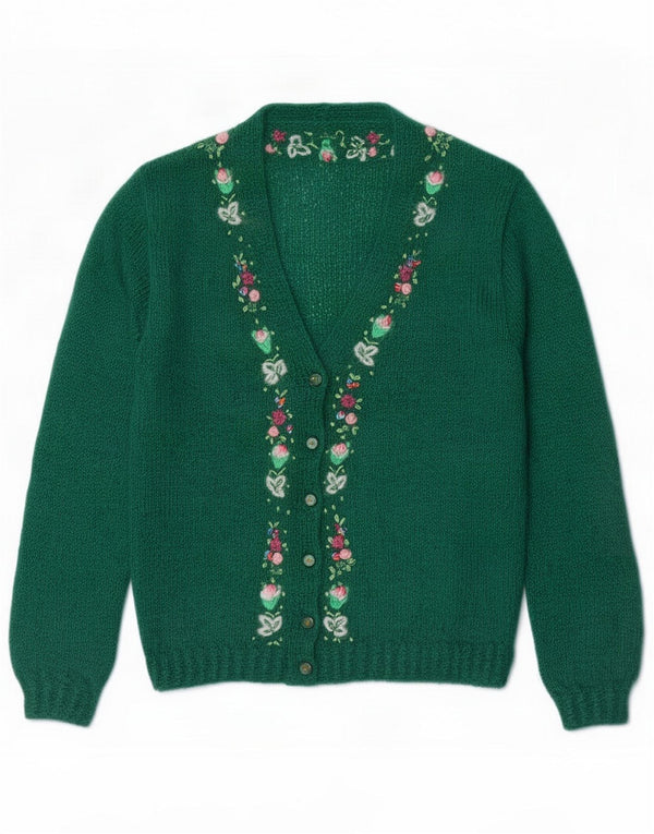 Suéter tipo cárdigan vintage para mujer UK 46 Grande Verde Floral