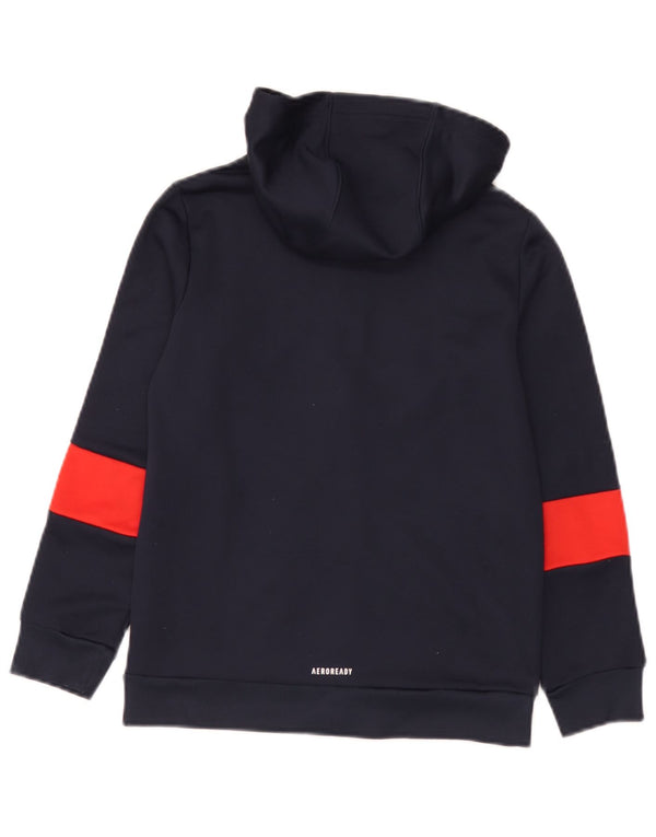 Adidas - Sudadera con capucha y cremallera Aeroready para niños, 9-10 años, color azul marino