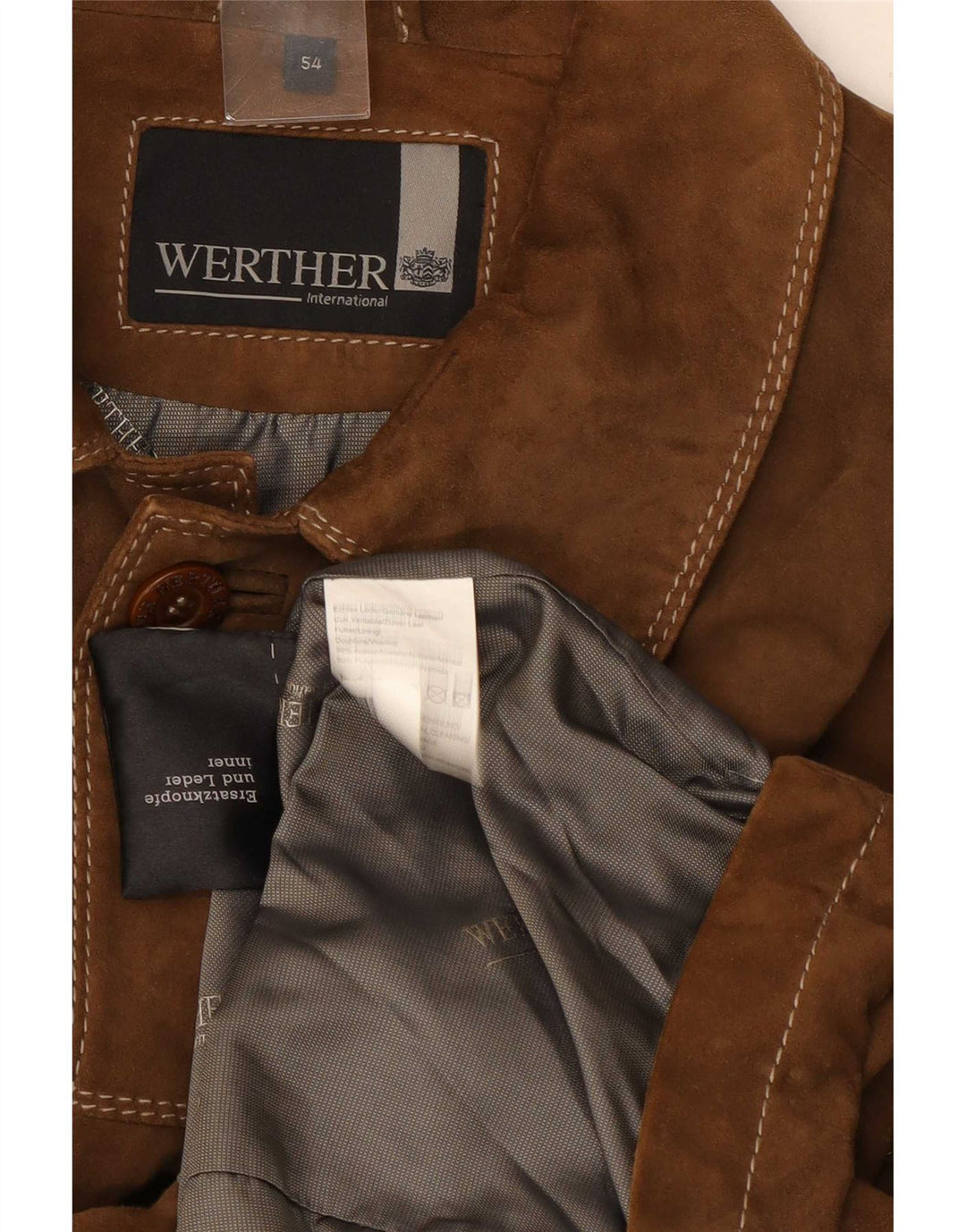 Werther Chaqueta de ante para hombre IT 54 2XL Cuero marrón