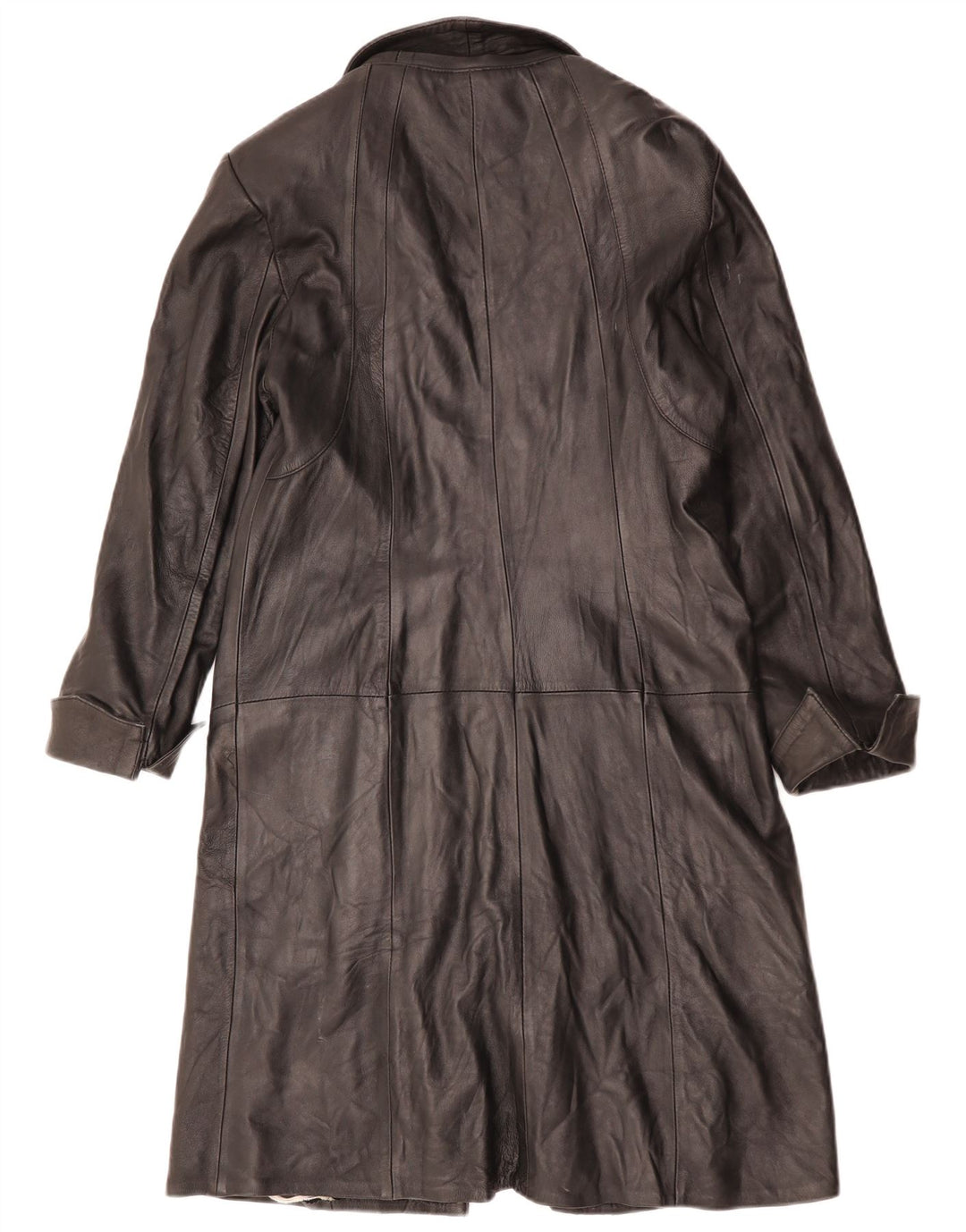 Vintage mujer cuero abrigo Reino Unido 12 cuero negro medio