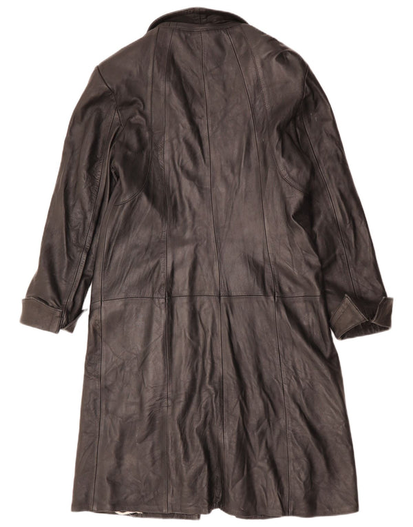 Vintage Womens Leather Coat UK 12 Medium Black Leather