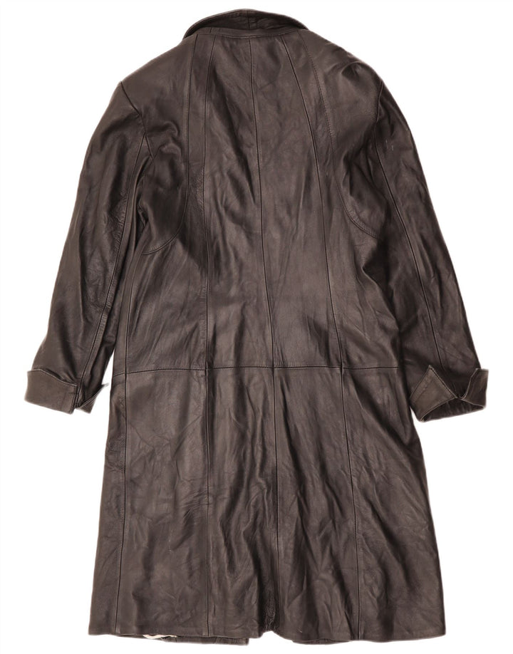 Vintage mujer cuero abrigo Reino Unido 12 cuero negro medio