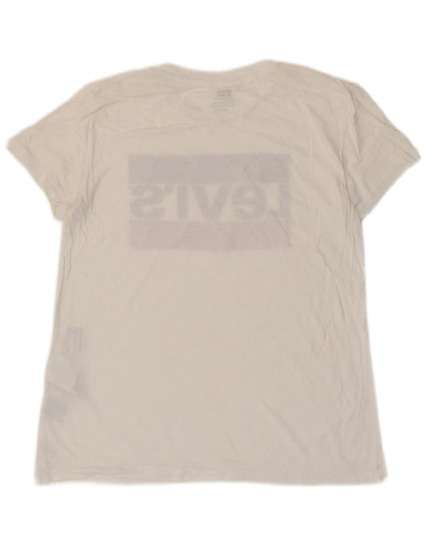 LEVI'S Camiseta gráfica extragrande para mujer UK 6 XS Algodón blanco