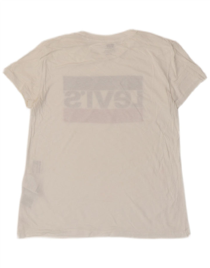 LEVI'S Camiseta gráfica extragrande para mujer UK 6 XS Algodón blanco