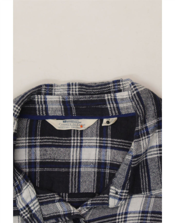 MOUNTAIN WAREHOUSE Womens Flannel Shirt UK 14 Large Navy Blue Check Vintage Mountain Warehouse and Second-Hand Mountain Warehouse from Messina Hembry 