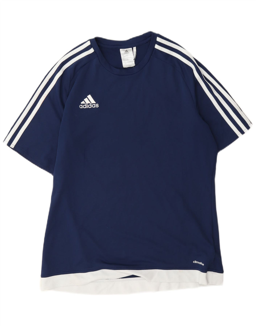 Adidas Hombre Climalite Camiseta Top Medio Azul Marino Colorblock Poliéster