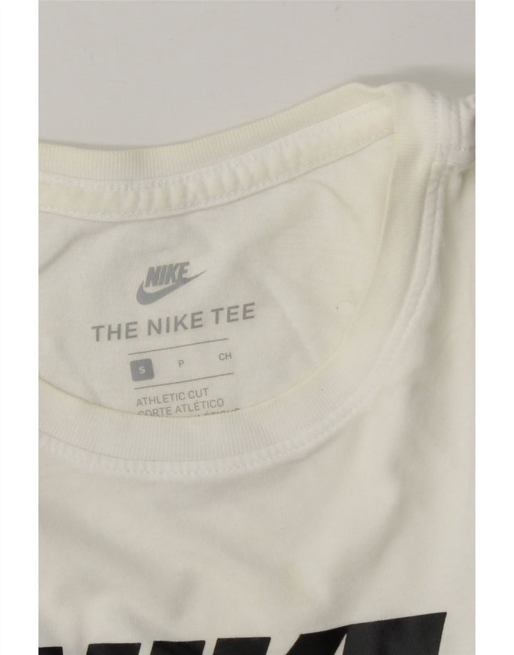 Nike Camiseta con gráfico de corte atlético para hombre, talla pequeña, color blanco