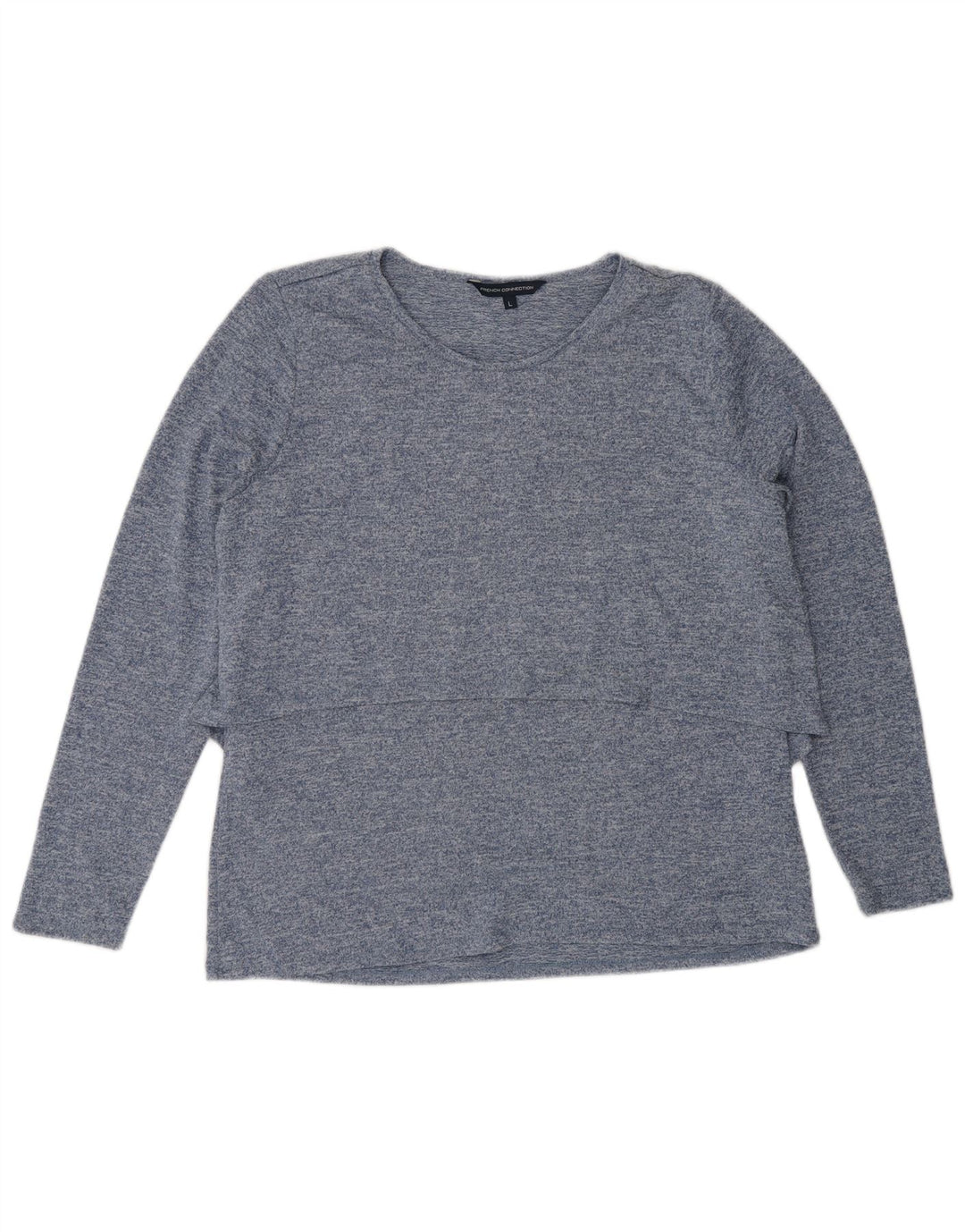 French Connection Top para mujer de manga larga UK 46 Poliéster moteado azul grande