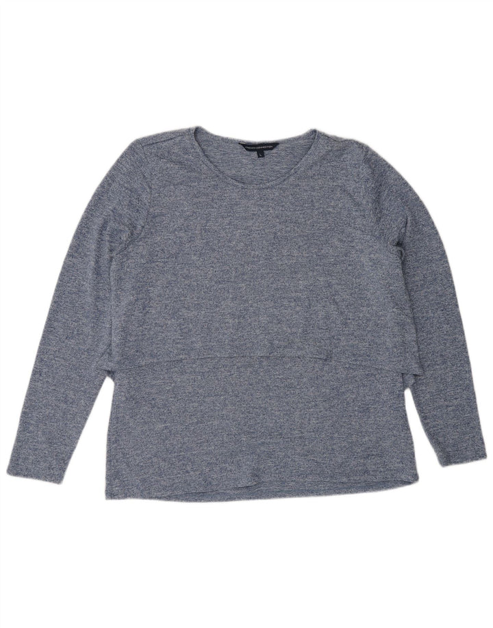 French Connection Top para mujer de manga larga UK 46 Poliéster moteado azul grande