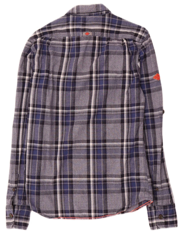 Superdry Mens Flannel Shirt Small Blue Check Cotton