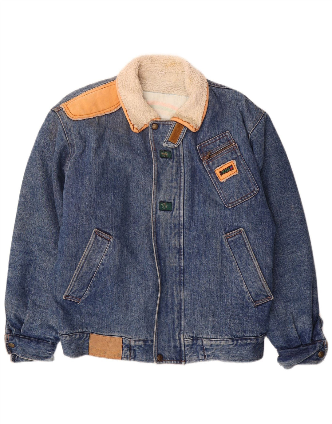 Mash Chaqueta vaquera Sherpa para hombre Reino Unido 40 Grande Algodón azul
