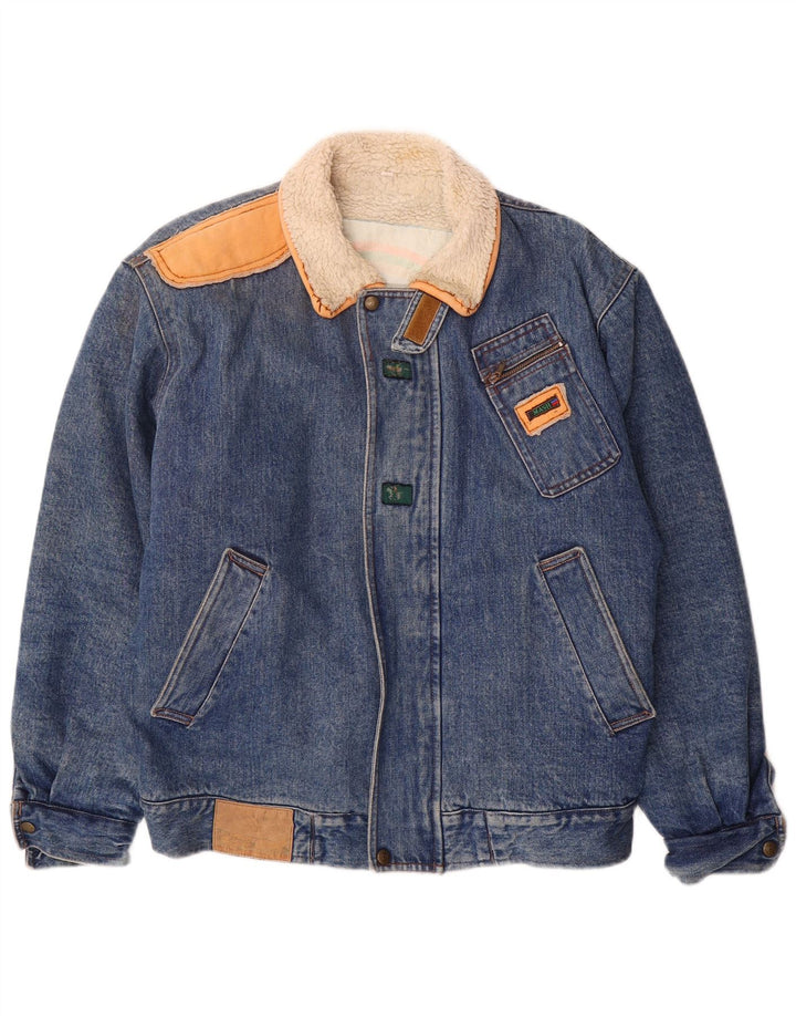 Mash Chaqueta vaquera Sherpa para hombre Reino Unido 40 Grande Algodón azul