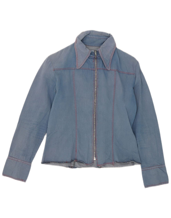 Vintage mujer camisa de mezclilla Reino Unido 10 azul pequeño
