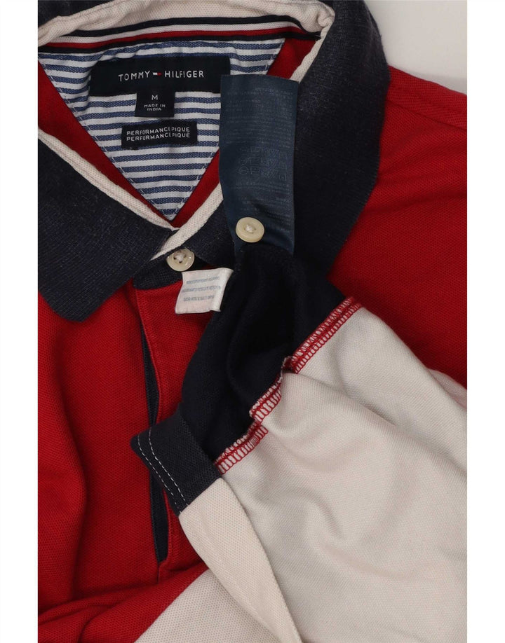 Polo Tommy Hilfiger de hombre de algodón color block en rojo medio