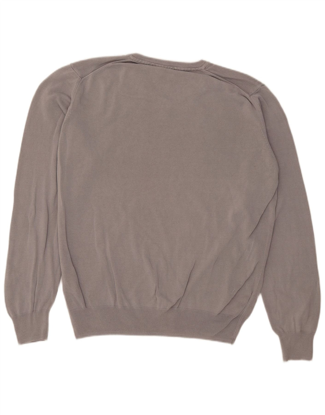 Vintage hombres V-cuello jumper suéter grande gris algodón