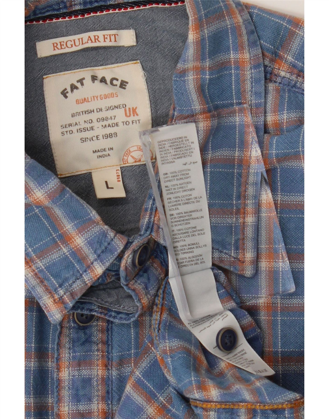 Camisa de corte estándar de manga corta para hombre de Fat Face Algodón a cuadros azules grandes