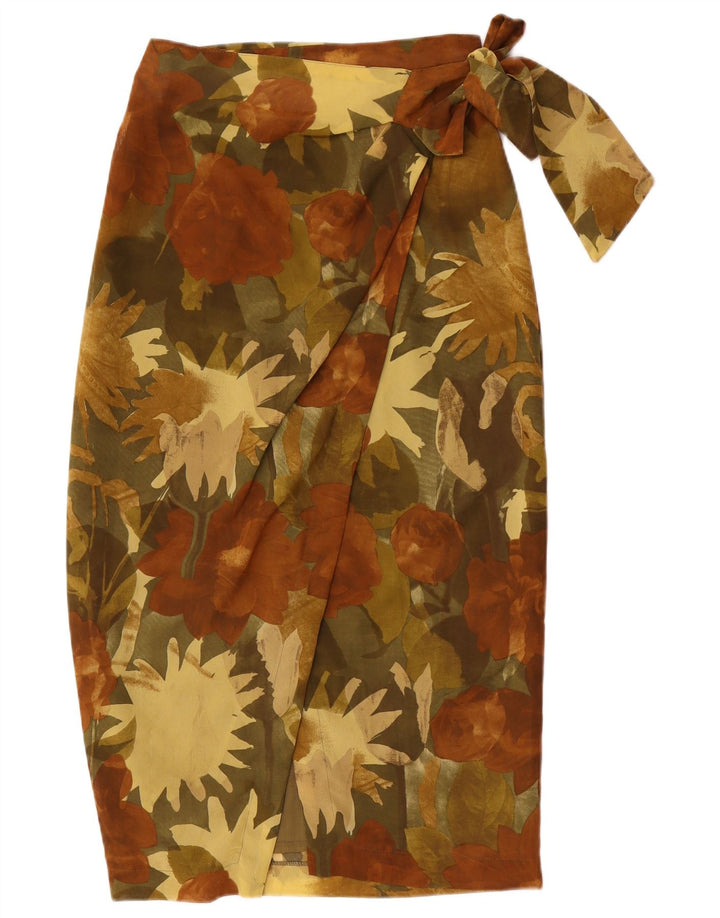 Falda envolvente vintage para mujer IT 44 Mediana W28 Poliéster floral marrón