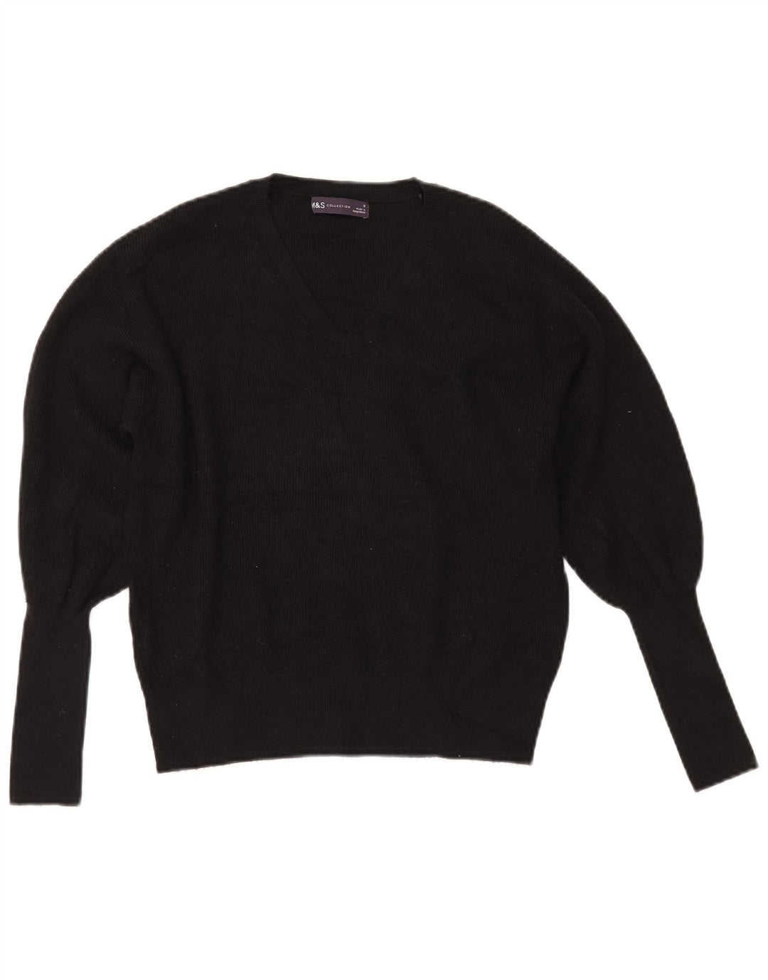 MARKS & SPENCER Suéter corto con cuello en V para mujer UK 10 Small Black