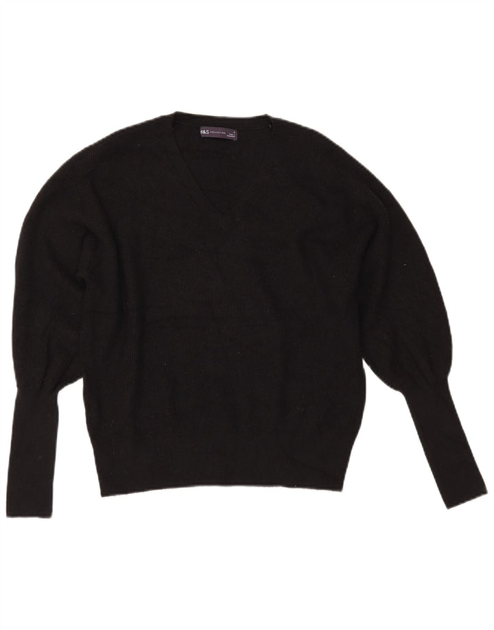MARKS & SPENCER Suéter corto con cuello en V para mujer UK 10 Small Black
