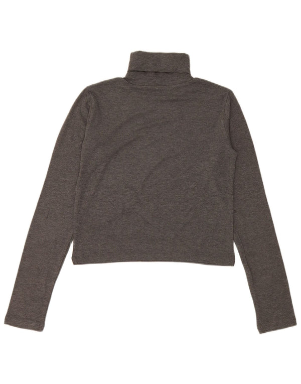 Zara Mujer Crop Top Manga Larga UK 42 Gris Medio