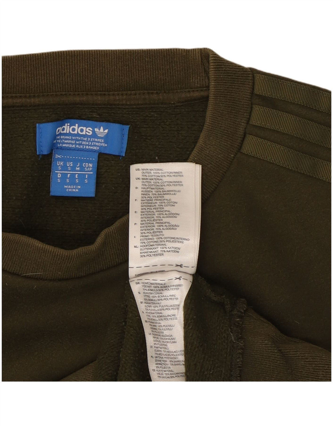 Adidas Hombre Sudadera Jumper Small Caqui Algodón