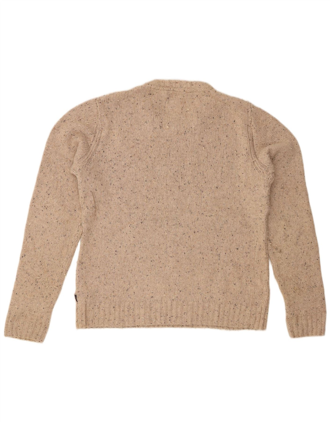 FAT FACE Jersey de cuello redondo para hombre de algodón moteado en beige medio