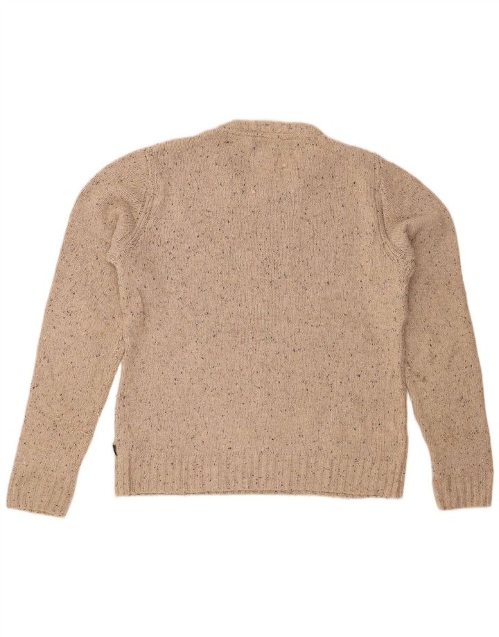 FAT FACE Jersey de cuello redondo para hombre de algodón moteado en beige medio