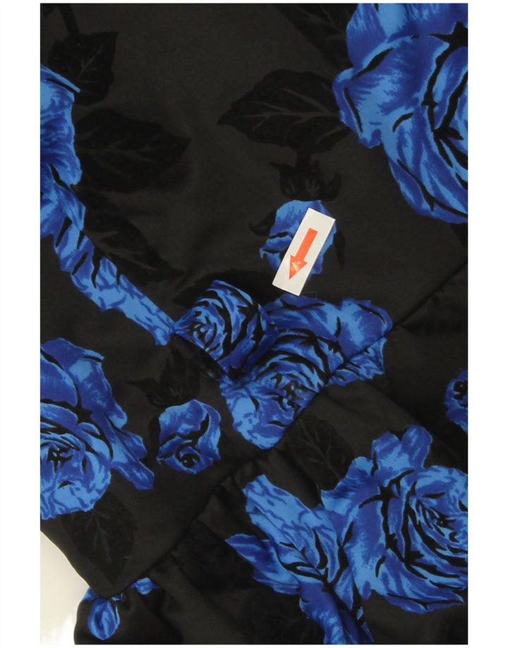 Vintage mujer sin mangas princesa vestido IT 42 medio negro floral