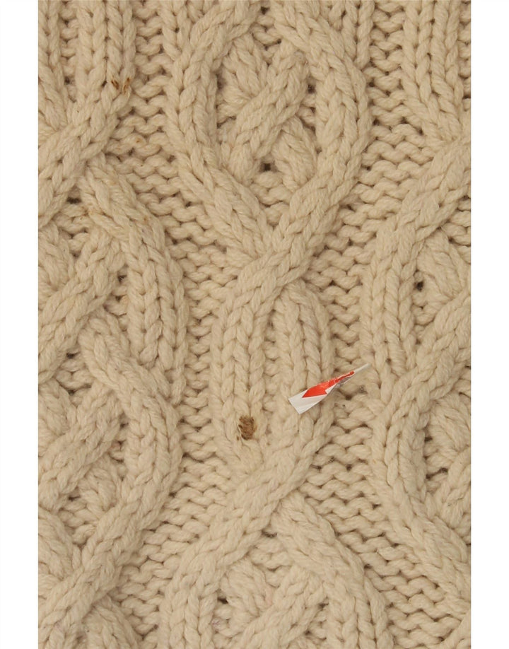 Timberland Hombre Botón Cuello Jersey Suéter Grande De Lana Blanca