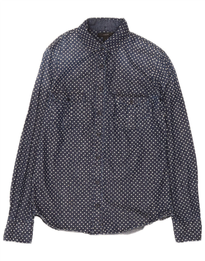 J. Crew Camisa vaquera extragrande con patrón abstracto para mujer US 2 XS Azul marino