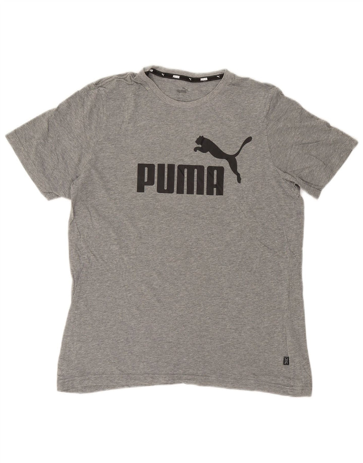 Puma Camiseta gráfica para hombre Top de algodón gris medio
