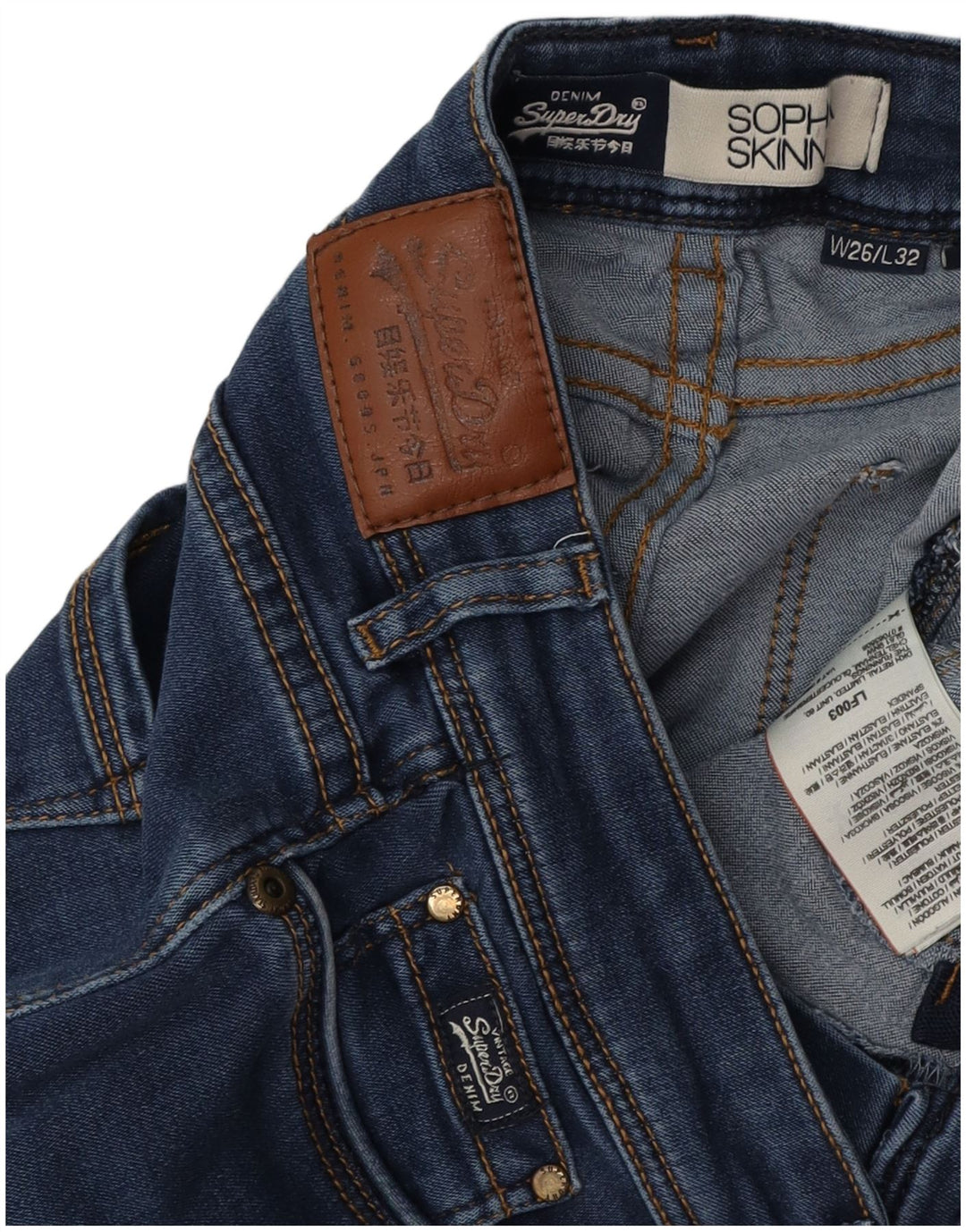 SUPERDRY Vaqueros pitillo Sophia para mujer W26 L32 Algodón azul