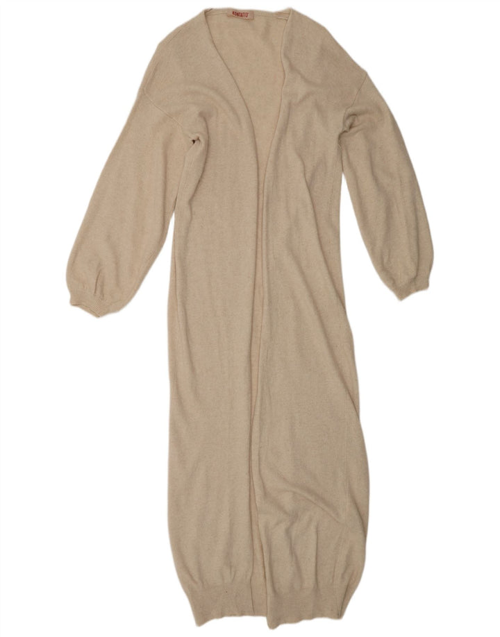 KONTATTO Suéter tipo cárdigan largo para mujer UK 44 Poliamida beige medio