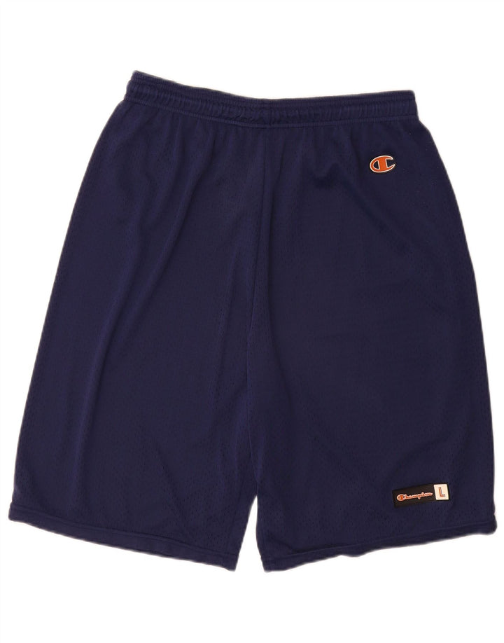 Champion Pantalones cortos deportivos para hombre, tamaño grande, poliéster azul marino