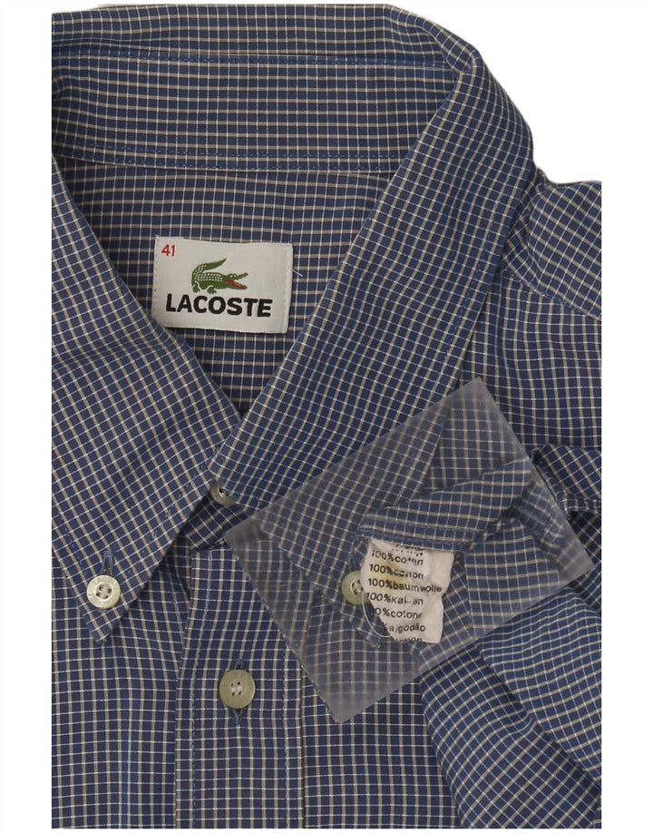 Camisa Lacoste Hombre Talla 41 Algodón Vichy Azul Grande