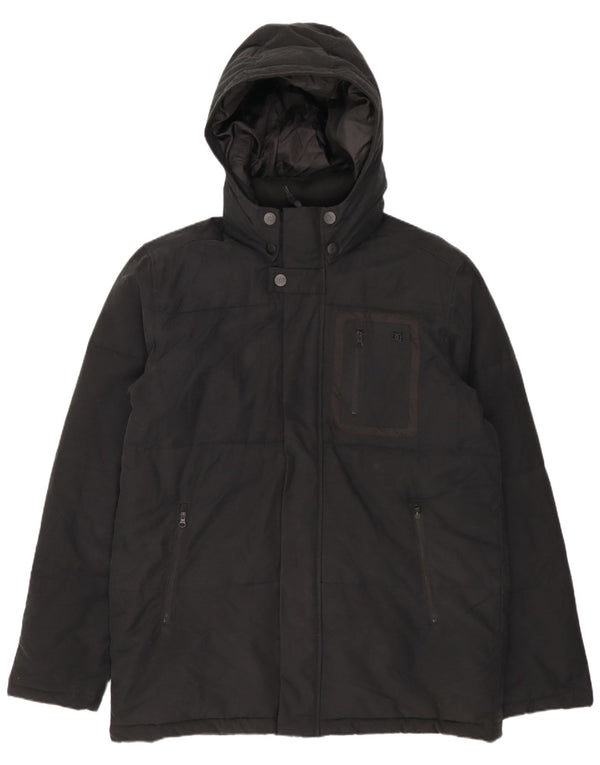 DC Chaqueta acolchada con capucha para hombre UK 38 Mediana Algodón negro