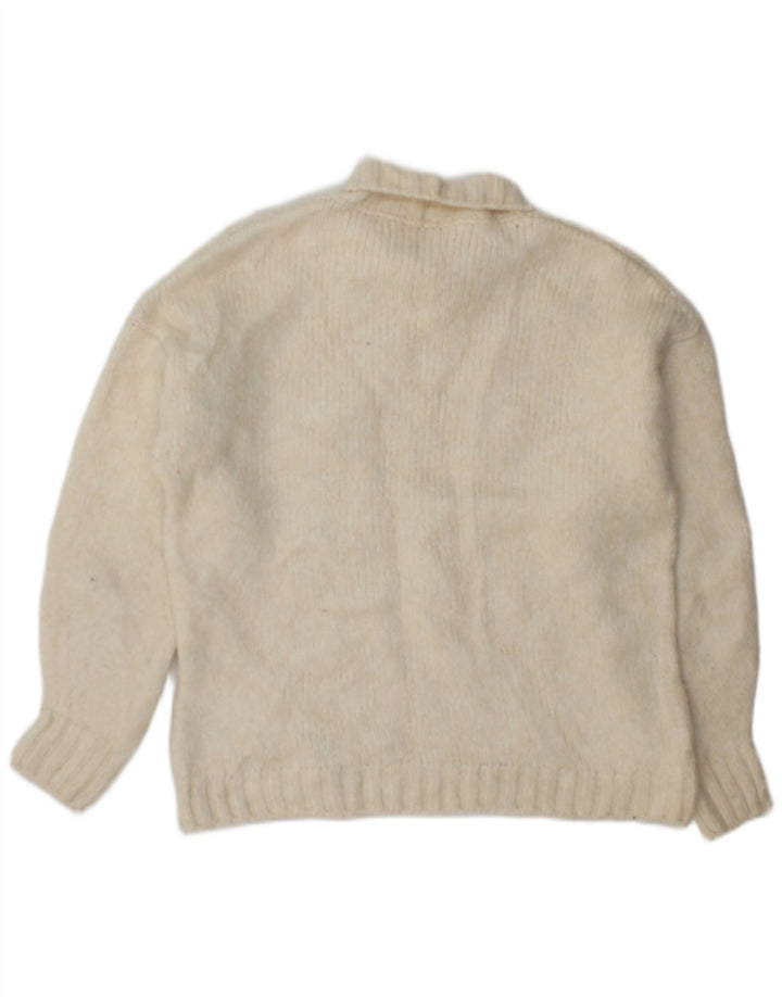 Marks & Spencer Suéter tipo jersey con cuello vuelto para mujer UK 10 Small Off White