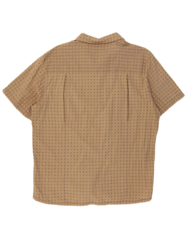 Wrangler Mens Short Sleeve Shirt XL Beige Geometric Cotton