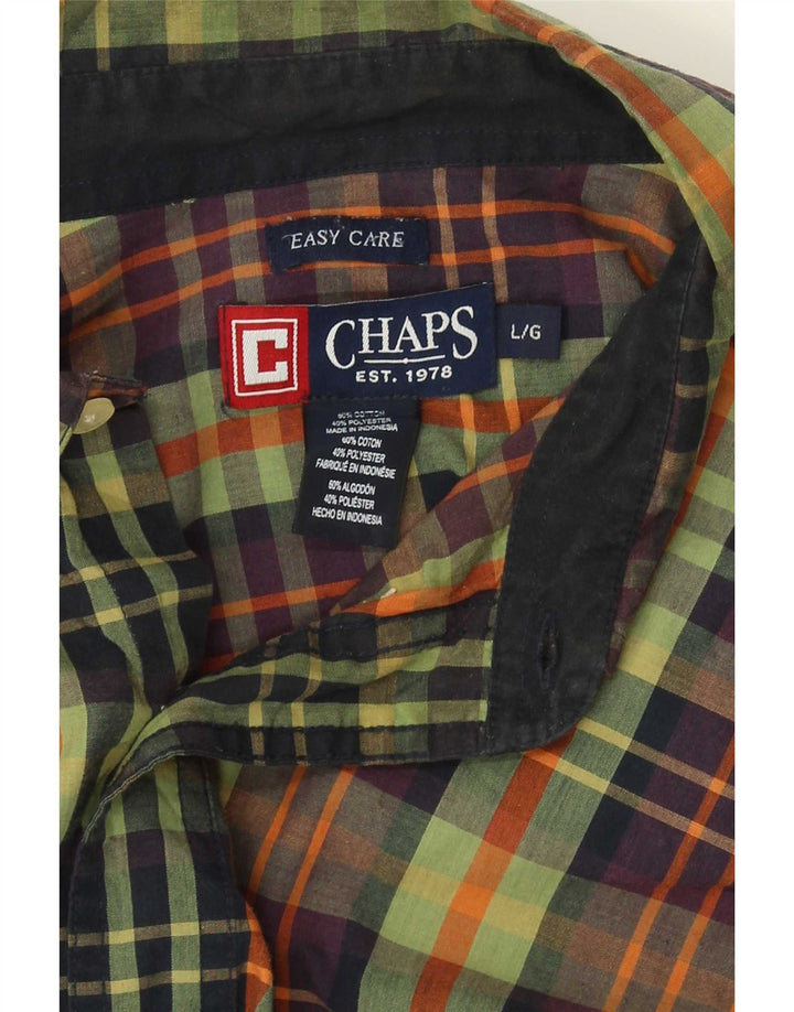 Chaps Camisa de fácil cuidado para hombre de algodón a cuadros verdes grandes