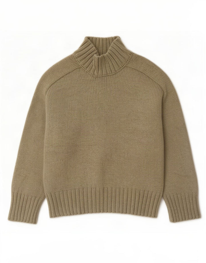 Zara Mujer Cuello Alto Jersey Jersey UK 46 Grande Caqui Poliéster