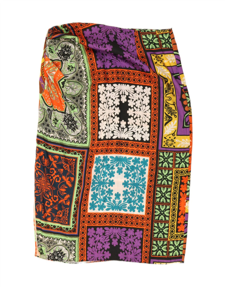 Zara Falda Midi Mujer 2XL W36 Poliéster Patchwork Multicolor