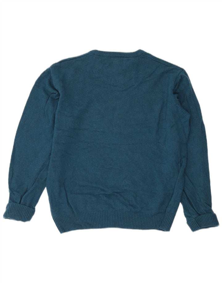 John Lewis - Jersey de cuello redondo para hombre, talla pequeña, lana merino azul