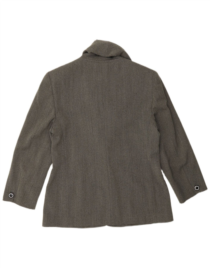 Chaqueta tipo blazer de 3 botones para mujer Genny UK 44 Lana en espiga gris medio