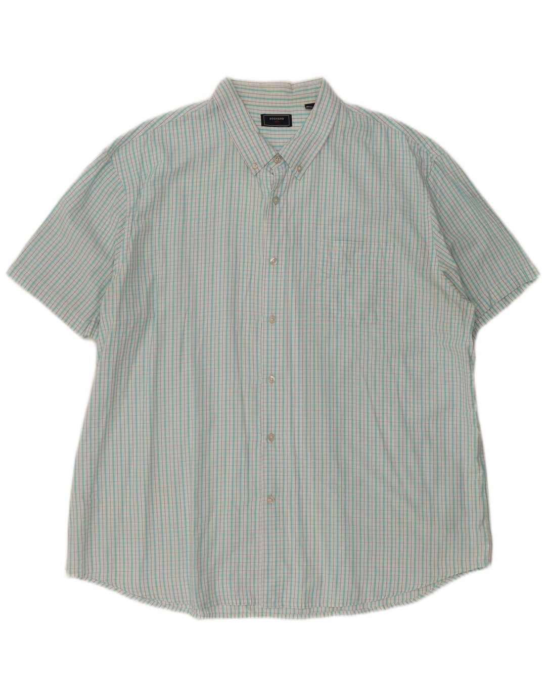 DOCKERS Camisa Manga Corta Hombre 2XL Cuadros Turquesa