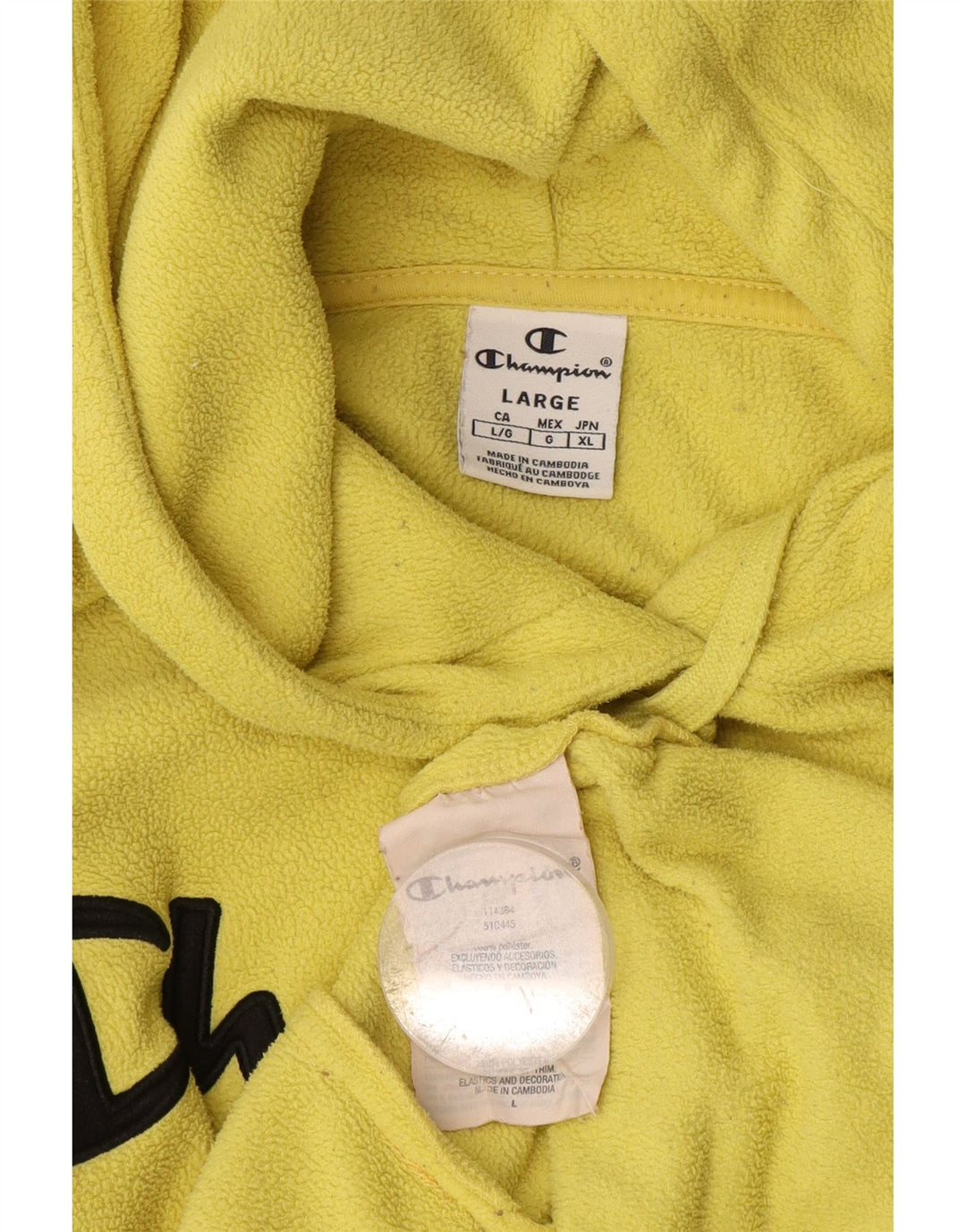 Champion Jersey De Forro Polar Con Capucha Gráfico Para Hombre Poliéster Amarillo Grande