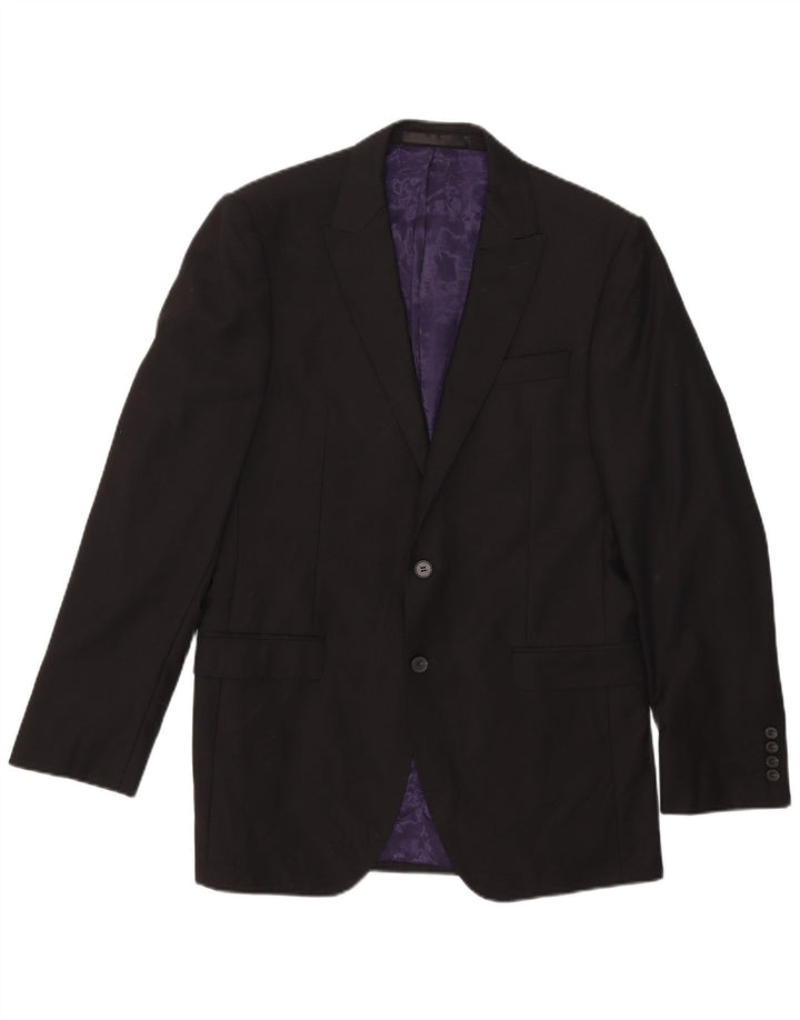 Marks & Spencer Chaqueta tipo blazer larga con 2 botones para hombre UK 40 Medium Black Wool