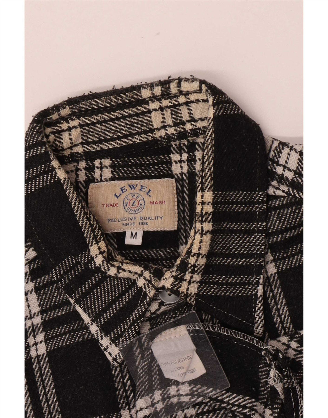 Camisa de franela vintage para hombre Mediana Poliéster a cuadros negro